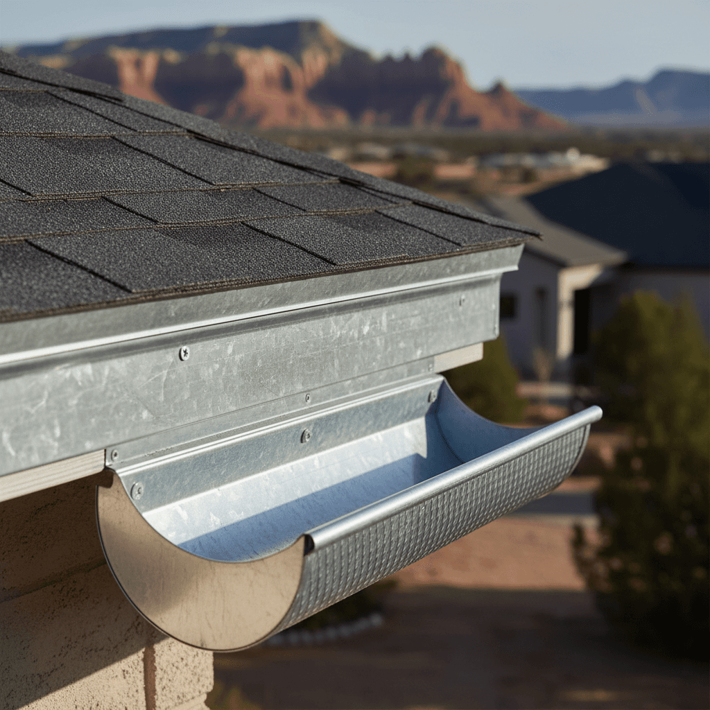 Professional roof flashing and gutter detail